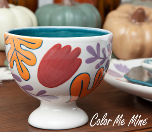 Pensacola Color Me Mine Floral Pedestal Bowl