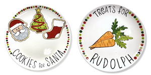 Pensacola Color Me Mine Santa & Rudolph Plates