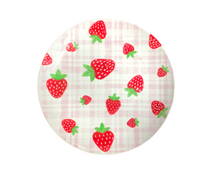 Pensacola Color Me Mine Strawberry Plaid Plate
