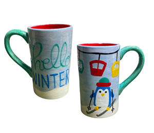 Pensacola Color Me Mine Skiing Penguin Mug