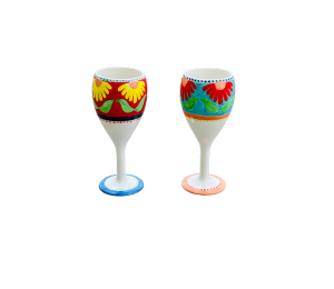 Pensacola Color Me Mine Floral Wine Glass Set